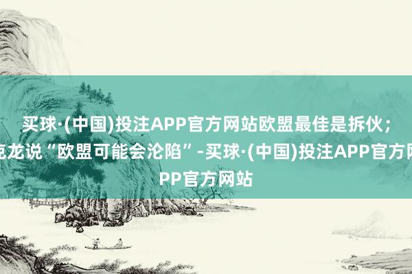 买球·(中国)投注APP官方网站欧盟最佳是拆伙；马克龙说“欧盟可能会沦陷”-买球·(中国)投注APP官方网站