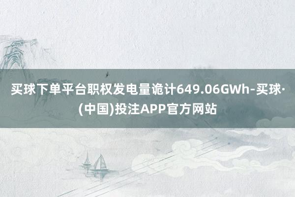 买球下单平台职权发电量诡计649.06GWh-买球·(中国)投注APP官方网站