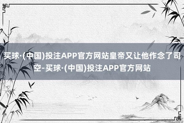 买球·(中国)投注APP官方网站皇帝又让他作念了司空-买球·(中国)投注APP官方网站