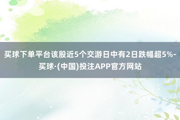 买球下单平台该股近5个交游日中有2日跌幅超5%-买球·(中国)投注APP官方网站