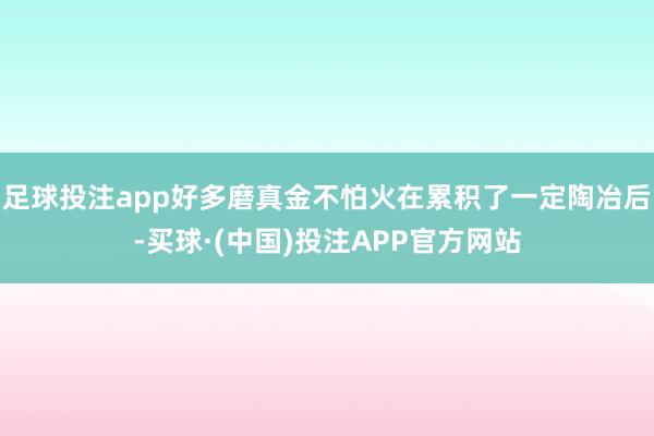 足球投注app好多磨真金不怕火在累积了一定陶冶后-买球·(中国)投注APP官方网站