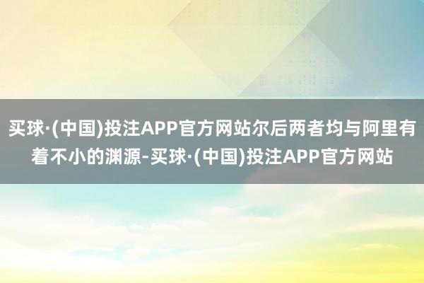 买球·(中国)投注APP官方网站尔后两者均与阿里有着不小的渊源-买球·(中国)投注APP官方网站