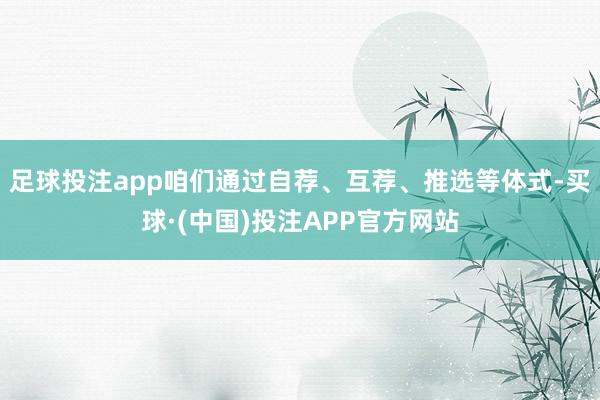 足球投注app咱们通过自荐、互荐、推选等体式-买球·(中国)投注APP官方网站