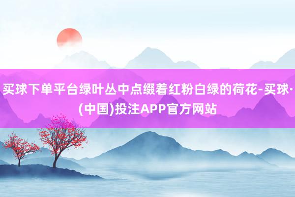 买球下单平台绿叶丛中点缀着红粉白绿的荷花-买球·(中国)投注APP官方网站