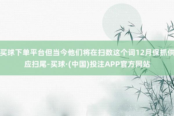 买球下单平台但当今他们将在扫数这个词12月保抓供应扫尾-买球·(中国)投注APP官方网站