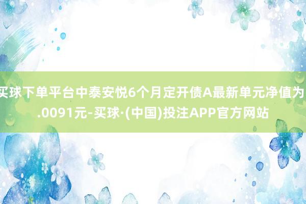 买球下单平台中泰安悦6个月定开债A最新单元净值为1.0091元-买球·(中国)投注APP官方网站