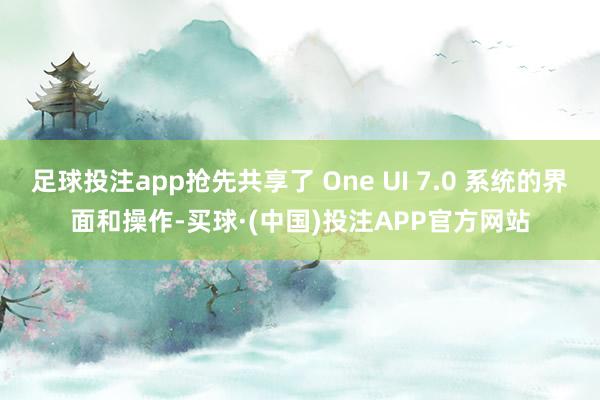 足球投注app抢先共享了 One UI 7.0 系统的界面和操作-买球·(中国)投注APP官方网站