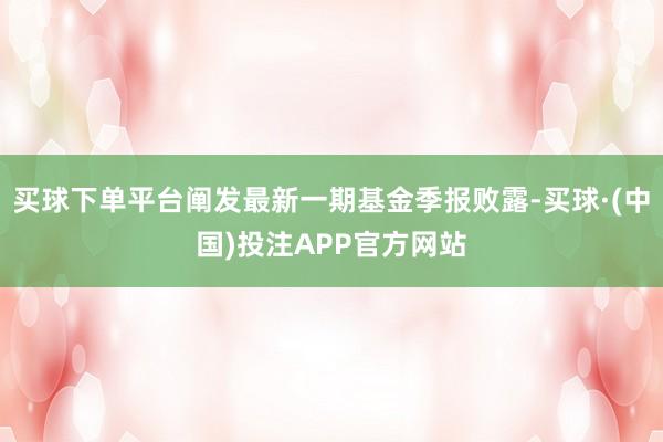 买球下单平台阐发最新一期基金季报败露-买球·(中国)投注APP官方网站