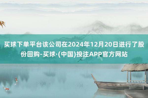 买球下单平台该公司在2024年12月20日进行了股份回购-买球·(中国)投注APP官方网站