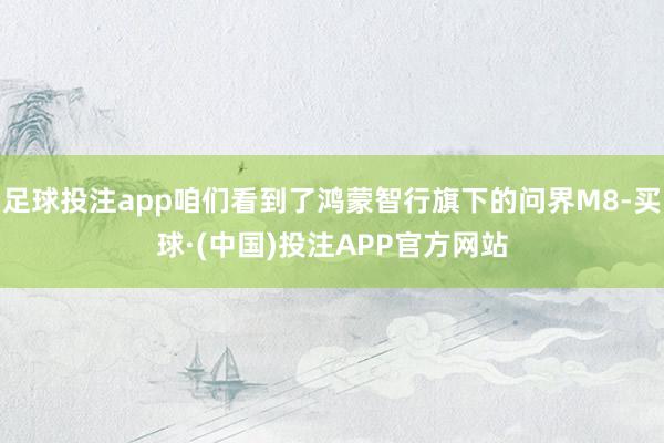 足球投注app咱们看到了鸿蒙智行旗下的问界M8-买球·(中国)投注APP官方网站