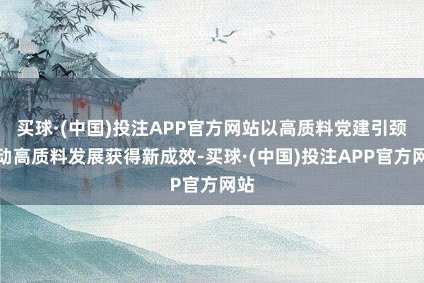 买球·(中国)投注APP官方网站以高质料党建引颈推动高质料发展获得新成效-买球·(中国)投注APP官方网站